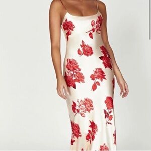 Meshki Red Floral Maxi Dress